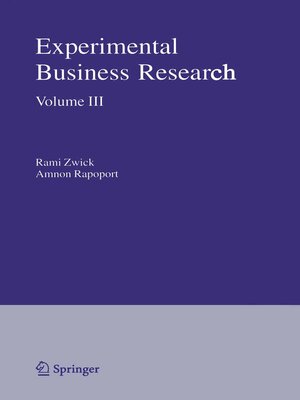 cover image of Experimental Business Research Volume III